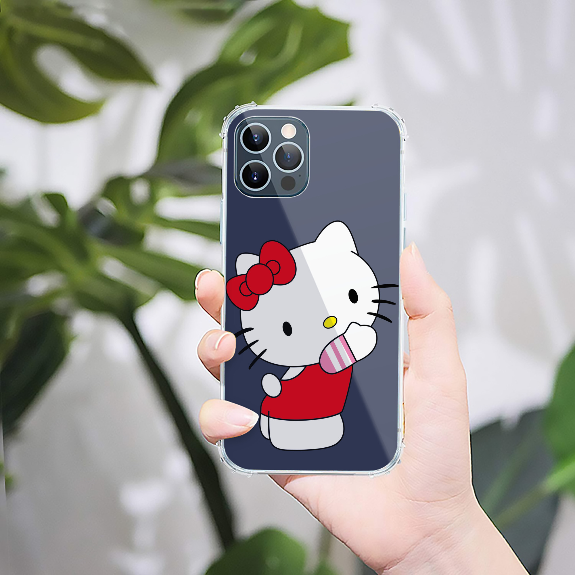 （画像用） Hello Kitty ハローキティ 【iPhone 12シリーズ対応】透明スマホケース（クリアソフトケース）